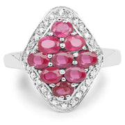 Bids.com 2.12 Carat Genuine Glass Filled Ruby & White Zircon .925 Sterling Silver Ring Rings