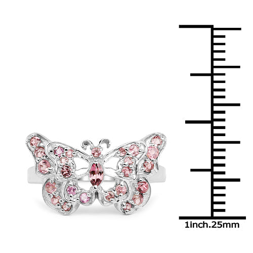 Bids.com 0.83 Carat Genuine Pink Tourmaline .925 Sterling Silver Ring Rings