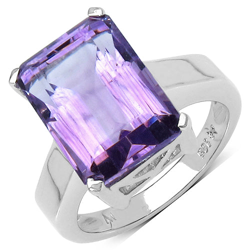 Bids.com 6.10 Carat Genuine Amethyst .925 Sterling Silver Ring Rings