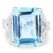 Bids.com 14.20 Carat Genuine Blue Topaz .925 Sterling Silver Ring Rings