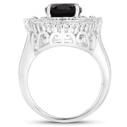 Bids.com 8.12 Carat Genuine Smoky Quartz and White Topaz .925 Sterling Silver Ring Rings