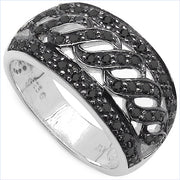 Bids.com 0.54 Carat Genuine Black Diamond .925 Sterling Silver Ring Rings