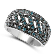 Bids.com 0.60 Carat Genuine Blue Diamond .925 Sterling Silver Ring Rings