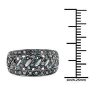 Bids.com 0.60 Carat Genuine Blue Diamond .925 Sterling Silver Ring Rings