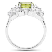 Bids.com 2.70 Carat Genuine Peridot and White Zircon .925 Sterling Silver Ring Rings