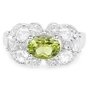 Bids.com 2.70 Carat Genuine Peridot and White Zircon .925 Sterling Silver Ring Rings