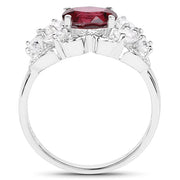 Bids.com 3.16 Carat Genuine Rhodolite and White Zircon .925 Sterling Silver Ring Rings