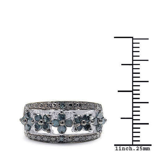 Bids.com 0.62 Carat Genuine Blue Diamond .925 Sterling Silver Ring Rings