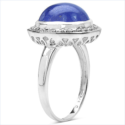Bids.com 7.10 Carat Genuine Tanzanite .925 Sterling Silver Ring Rings