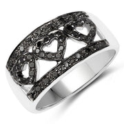 Bids.com 0.32 Carat Genuine Black Diamond .925 Sterling Silver Ring Rings