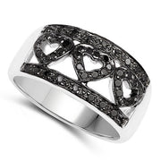 Bids.com 0.32 Carat Genuine Black Diamond .925 Sterling Silver Ring Rings