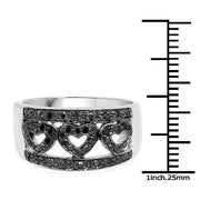 Bids.com 0.32 Carat Genuine Black Diamond .925 Sterling Silver Ring Rings