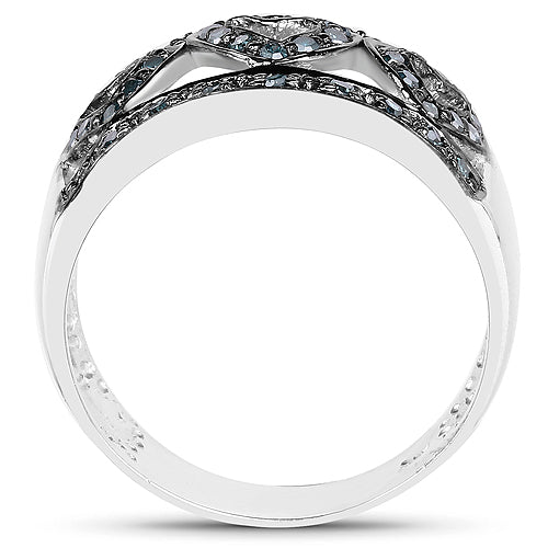 Bids.com 0.32 Carat Genuine Blue Diamond .925 Sterling Silver Ring Rings