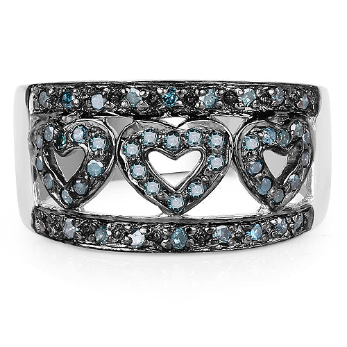 Bids.com 0.32 Carat Genuine Blue Diamond .925 Sterling Silver Ring Rings