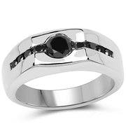 Bids.com 0.74 Carat Genuine Black Diamond .925 Sterling Silver Ring Rings