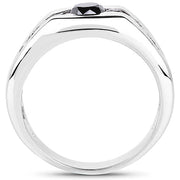 Bids.com 0.74 Carat Genuine Black Diamond .925 Sterling Silver Ring Rings