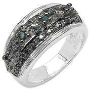 Bids.com 0.27 Carat Genuine Blue Diamond .925 Sterling Silver Ring Rings
