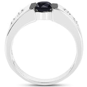 Bids.com 0.56 Carat Genuine Black Diamond and White Diamond .925 Sterling Silver Ring Rings