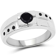 Bids.com 0.56 Carat Genuine Black Diamond .925 Sterling Silver Ring Rings