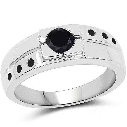 Bids.com 0.56 Carat Genuine Black Diamond .925 Sterling Silver Ring Rings