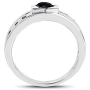 Bids.com 0.56 Carat Genuine Black Diamond .925 Sterling Silver Ring Rings