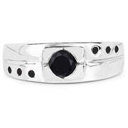 Bids.com 0.56 Carat Genuine Black Diamond .925 Sterling Silver Ring Rings