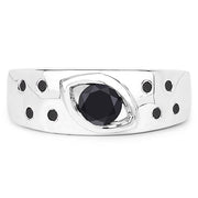 Bids.com 0.59 Carat Genuine Black Diamond .925 Sterling Silver Ring Rings