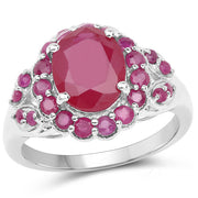 Bids.com 4.43 Carat Glass Filled Ruby and Ruby .925 Sterling Silver Ring Rings