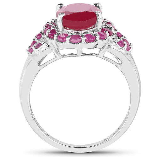 Bids.com 4.43 Carat Glass Filled Ruby and Ruby .925 Sterling Silver Ring Rings