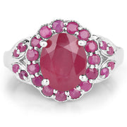 Bids.com 4.43 Carat Glass Filled Ruby and Ruby .925 Sterling Silver Ring Rings