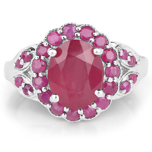 Bids.com 4.43 Carat Glass Filled Ruby and Ruby .925 Sterling Silver Ring Rings