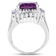 Bids.com 5.24 Carat Genuine Amethyst, Tanzanite & White Topaz .925 Sterling Silver Ring Rings