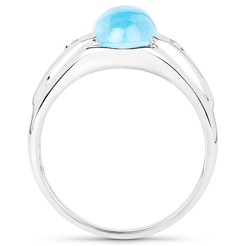 Bids.com 3.67 Carat Genuine Swiss Blue Topaz and White Topaz .925 Sterling Silver Ring Rings