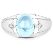 Bids.com 3.67 Carat Genuine Swiss Blue Topaz and White Topaz .925 Sterling Silver Ring Rings