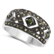 Bids.com 0.27 Carat Genuine Green Diamond .925 Sterling Silver Ring Rings