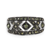 Bids.com 0.27 Carat Genuine Green Diamond .925 Sterling Silver Ring Rings