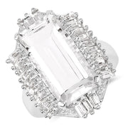 Bids.com 9.77 Carat Genuine Crystal Quartz & White Topaz .925 Sterling Silver Ring Rings