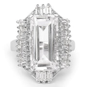 Bids.com 9.77 Carat Genuine Crystal Quartz & White Topaz .925 Sterling Silver Ring Rings