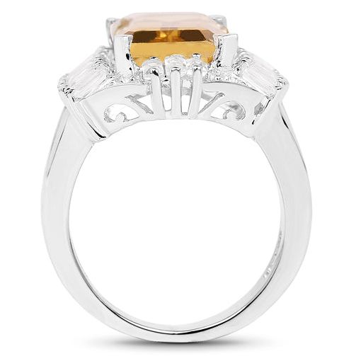 Bids.com 9.13 Carat Genuine Citrine & White Topaz .925 Sterling Silver Ring Rings