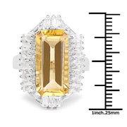 Bids.com 9.13 Carat Genuine Citrine & White Topaz .925 Sterling Silver Ring Rings