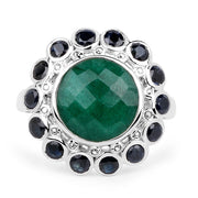Bids.com 6.88 Carat Dyed Emerald & Blue Sapphire .925 Sterling Silver Ring Rings