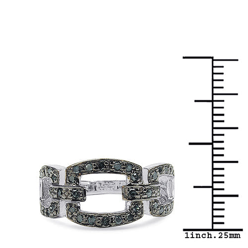 Bids.com 0.36 Carat Genuine Blue Diamond .925 Sterling Silver Ring Rings