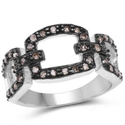 Bids.com 0.32 Carat Genuine Champagne Diamond .925 Sterling Silver Ring Rings