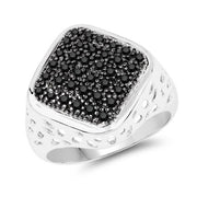 Bids.com 0.54 Carat Genuine Black Diamond .925 Sterling Silver Ring Rings
