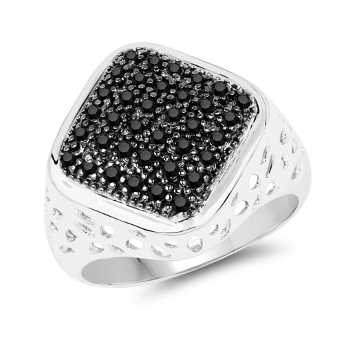 Bids.com 0.54 Carat Genuine Black Diamond .925 Sterling Silver Ring Rings