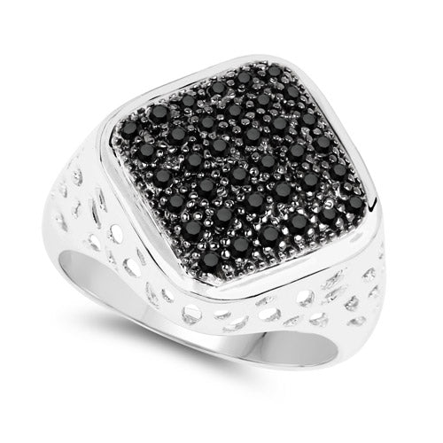 Bids.com 0.54 Carat Genuine Black Diamond .925 Sterling Silver Ring Rings