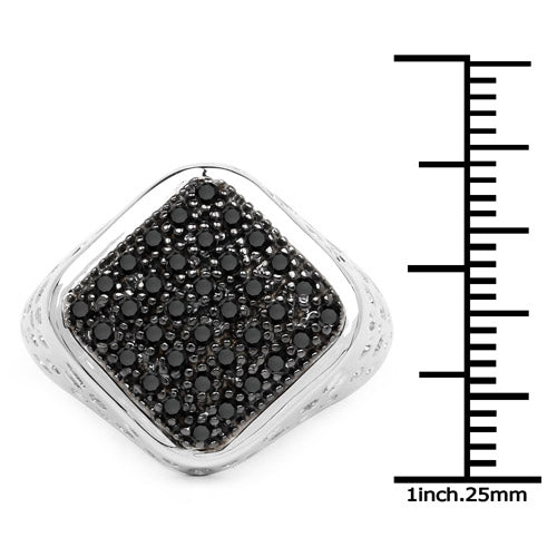 Bids.com 0.54 Carat Genuine Black Diamond .925 Sterling Silver Ring Rings
