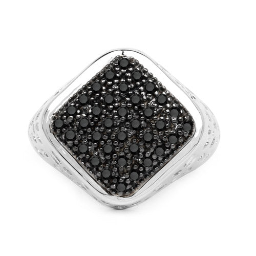 Bids.com 0.54 Carat Genuine Black Diamond .925 Sterling Silver Ring Rings