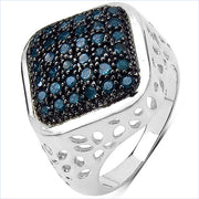 Bids.com 0.54 Carat Genuine Blue Diamond .925 Sterling Silver Ring Rings