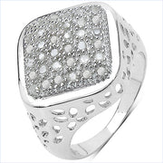 Bids.com 0.54 Carat Genuine White Diamond .925 Sterling Silver Ring Rings